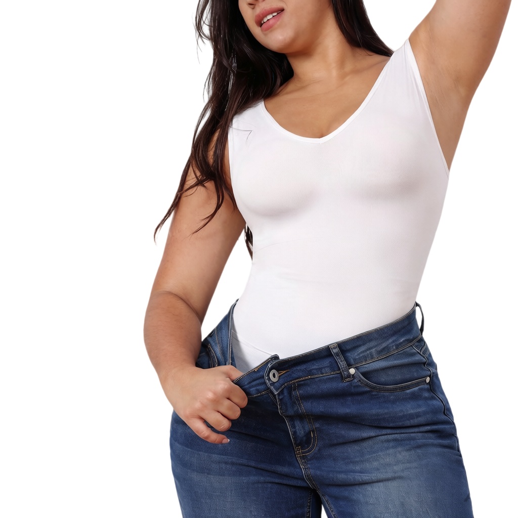 Womens Tummy Control Shaping Tank Top - V-Neck Body Shaper Slimming Underwear